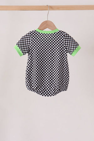 Black car embroidery checkered bubble