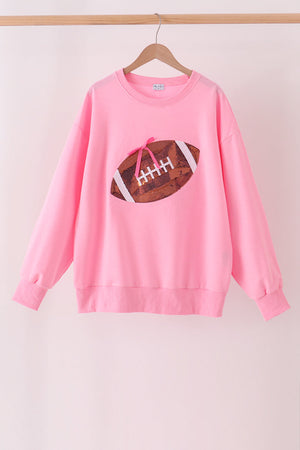 Pink football sequin mom&me top