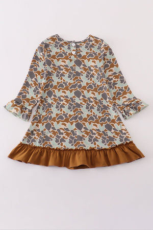 Halloween camouflage applique ruffle dress