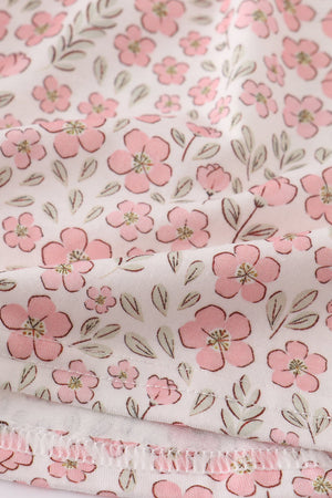 Pink pumpkin smocked floral ruffle pants set