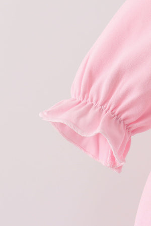 Pink Lil sister embroidery ruffle bubble