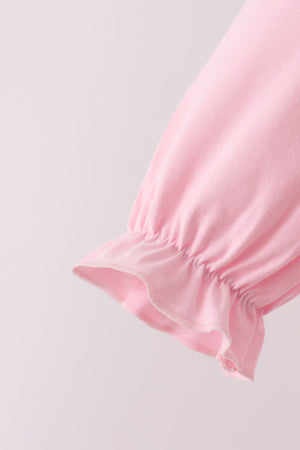Pink Lil sister embroidery ruffle bloomer set