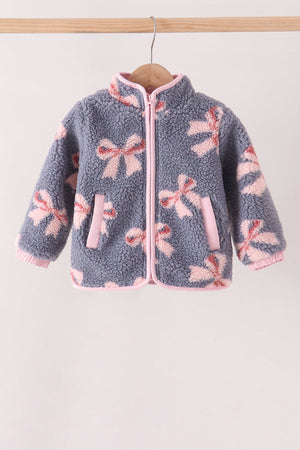 Blue bow fleece jacket