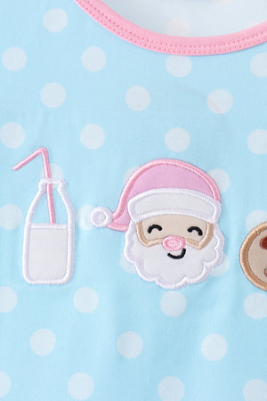 Blue Milk Santa Cookies Ruffle Dress