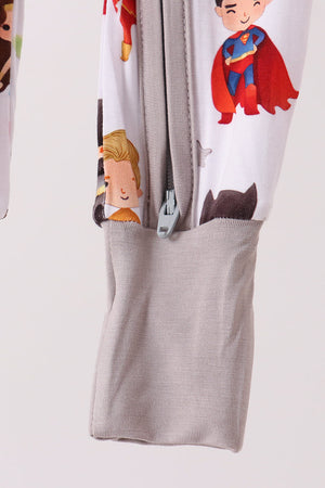 Grey character bamboo zipper romper