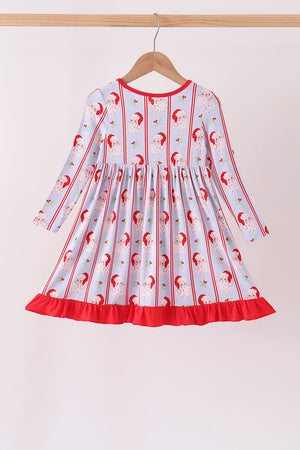 Blue santa claus bamboo ruffle dress