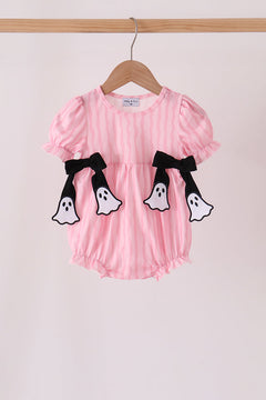 Pink ghost applique stripe bubble