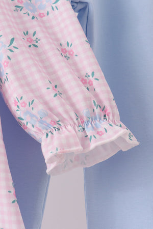 Pink floral bow pants set