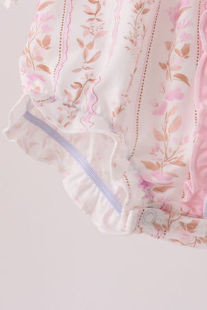Pink floral turkey embroidery ruffle bubble