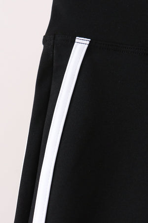 Black Flare Double Side Stripe Active Pants