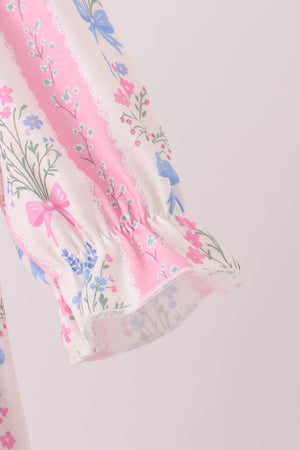 Pink Pearl Bow Floral Bubble