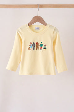 Beige character embroidery top
