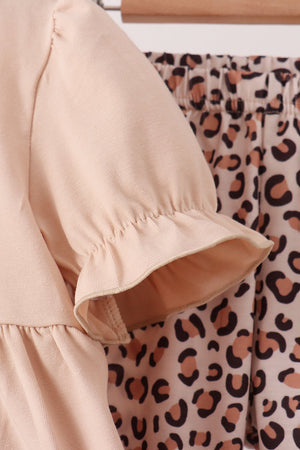 Leopard pumpkin applique pants set