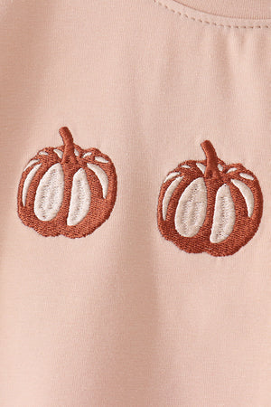 Leopard pumpkin embroidery top