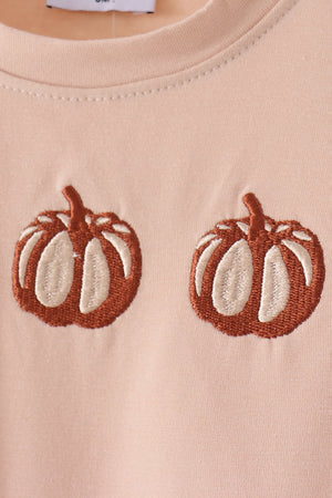 Leopard pumpkin embroidery romper