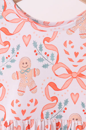 Coral gingerbread bamboo pants set