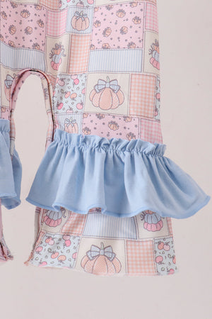 Pink pumpkin ruffle romper