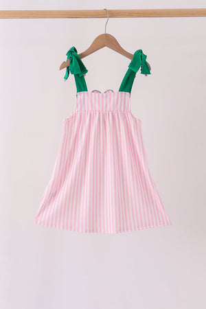 Pink Christmas Tree Embroidery Dress
