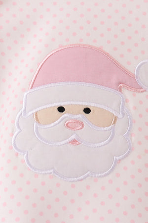 Pink santa claus dot applique ruffle bubble