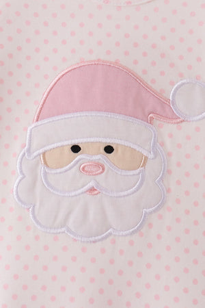 Pink santa claus dot applique ruffle romper