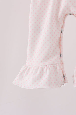 Pink santa claus dot applique ruffle 2pc set