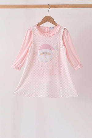 Pink santa claus dot applique 2pc set