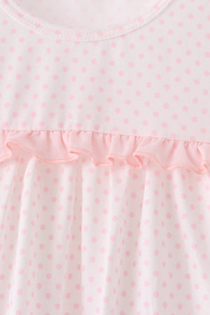 Pink santa claus dot applique ruffle pants set