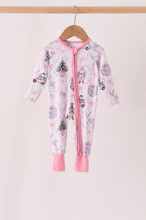 Pink nutcracker bamboo romper