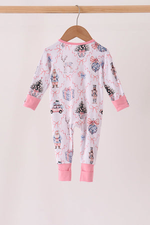 Pink nutcracker bamboo romper
