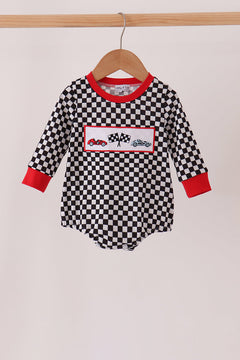 Black car embroidery checkered bubble
