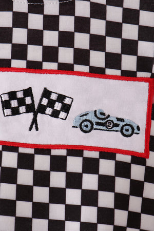 Black car embroidery checkered bubble