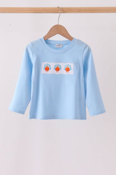 Blue Turkey Embroidery Top