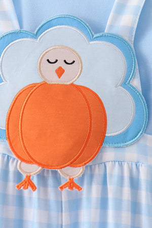 Blue Turkey Embroidery 2pc Jumpsuit Set