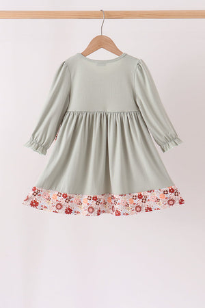 Sage Turkey Applique Dress