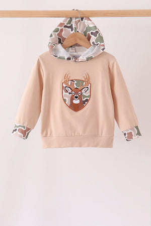 Camo Deer Applique Hoodie