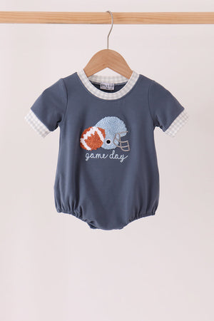 Navy football bow french knot bubble