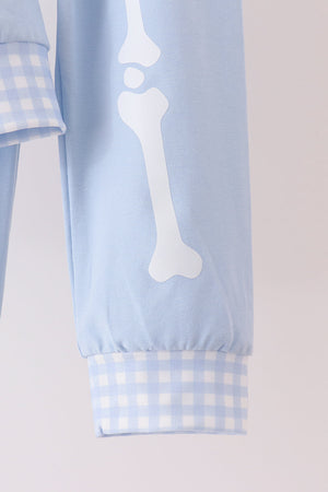 Blue skeleton print pants set