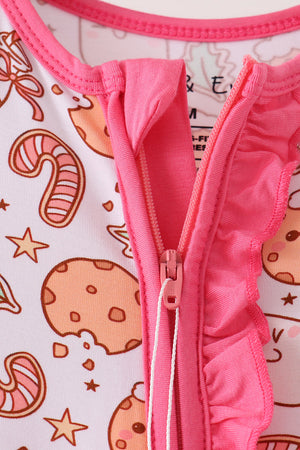 Pink milk cookie bamboo ruffle romper
