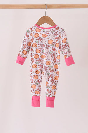Pink milk cookie bamboo ruffle romper