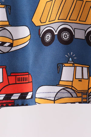 Navy tractor print bamboo pajama set