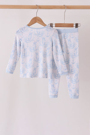 Blue dog bamboo pajama set