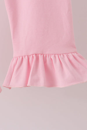 Pink pumpkin ruffle pants set