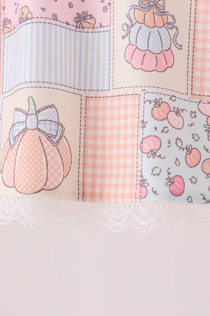 Pink pumpkin ruffle shorts set