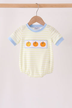 Yellow stripe pumpkin embroidery bubble
