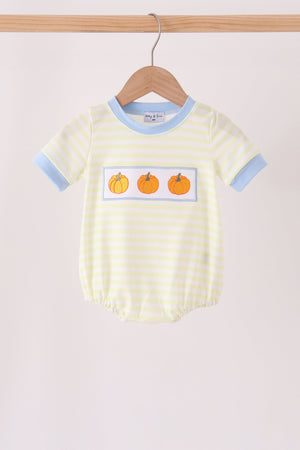 Yellow stripe pumpkin embroidery bubble