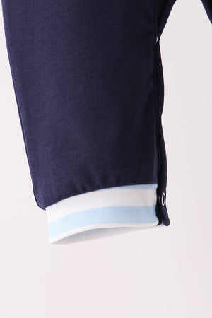 Navy Airplane Embroidery Romper