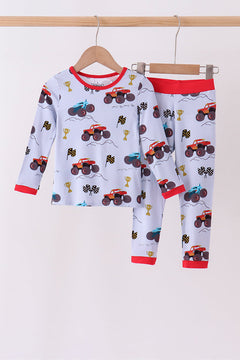 Blue Racing Car Bamboo Pajama Set