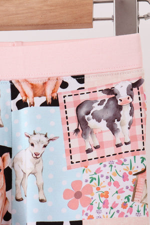 Pink Farm Animals Bamboo Pajama Set