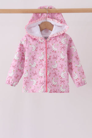 Pink Goose Bow ruffle Raincoat