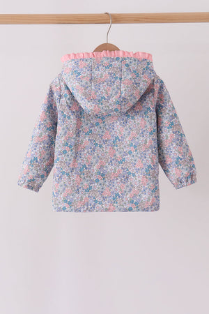 Multicolored Floral Ruffle Raincoat